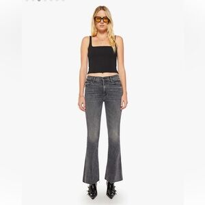 MOTHER The Weekender Fray in Friday the 13th wash. Women's Black Flared Jeans